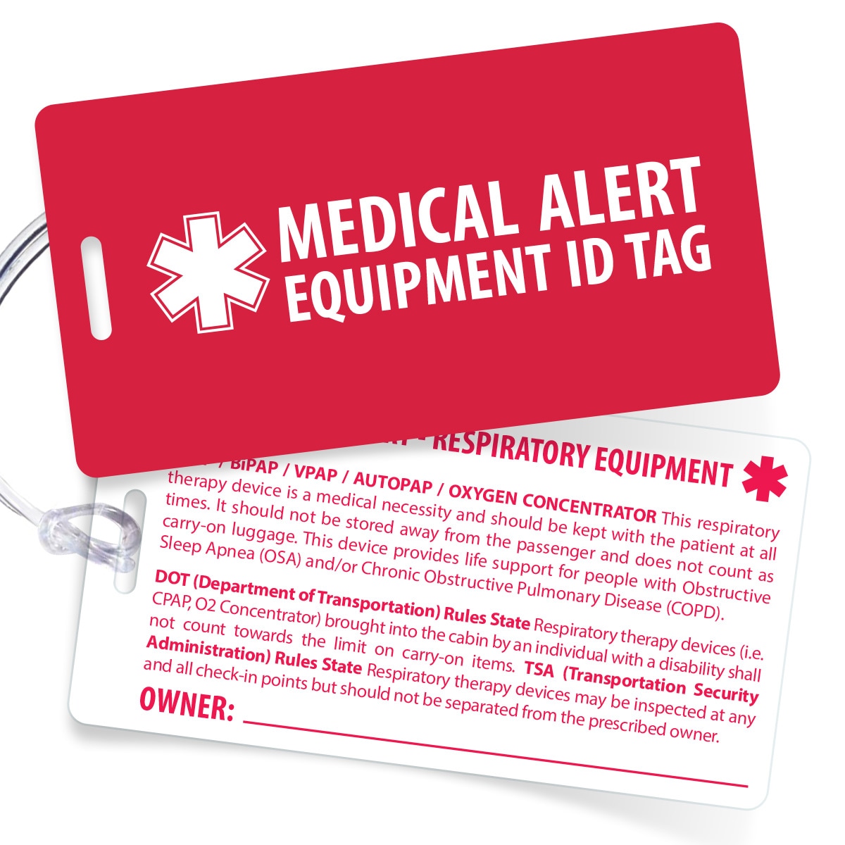 Personal Oxygen Medical Alert Equipment Luggage TSA Tag Handle with Care 1 DOT and ACAA regulations MELT-120 Quantity 