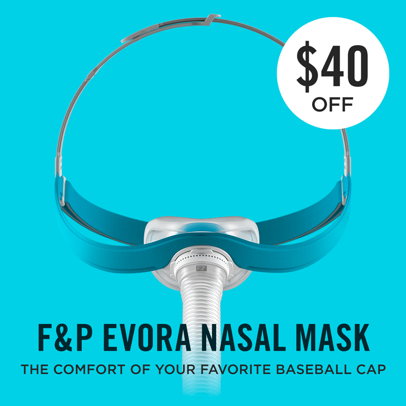 F&P Evora Nasal CPAP Mask with Headgear (Includes Extra Cushion Free)
